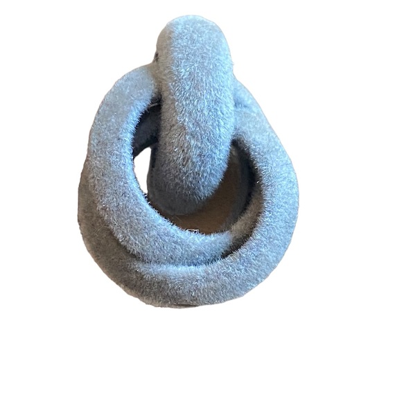 Gray Twisted Fabric Pierced Earrings - Picture 2 of 4